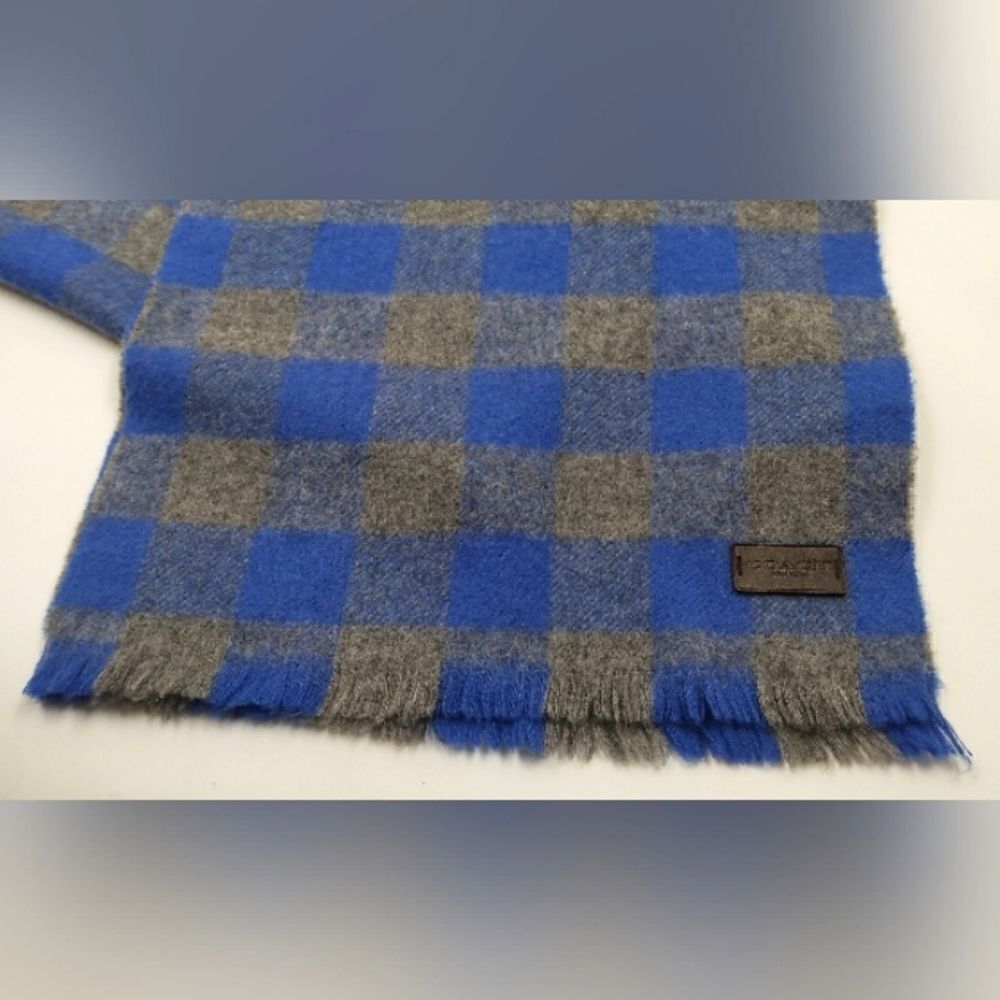 Coach Wool Long Winter Fringe Scarf Checker Unisex Men's - Picture 4 of 11